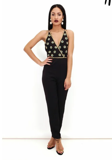 Black embroidered jumpsuit uk 10 Chiffon unclassified dresses