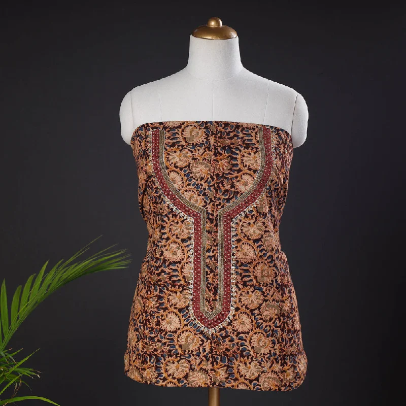 Brown - Embroidered Cotton Kalamkari Print Kurta Material (2.6m) Winter unclassified dresses Brown - Embroidered Cotton Kalamkari Print Kurta Material (2.6m) Winter unclassified dresses