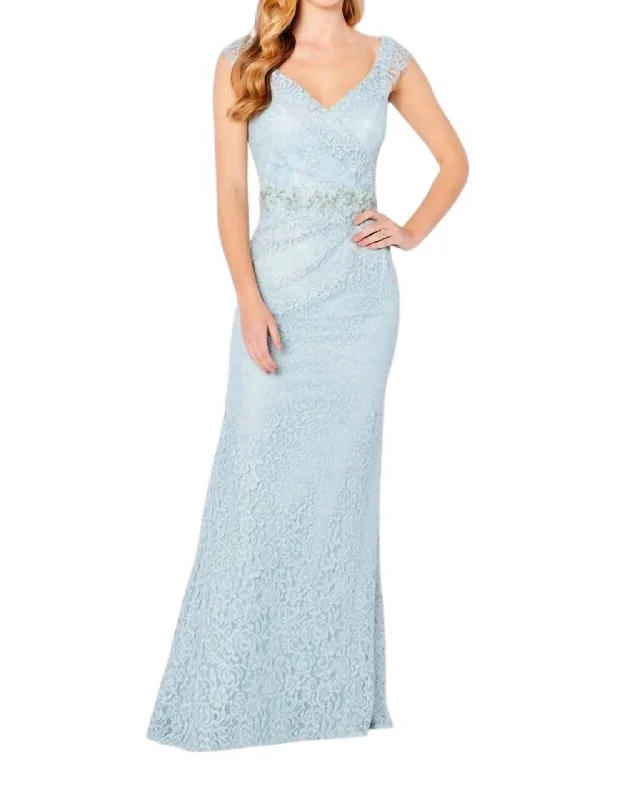 Sleeveless Column Formal Gown In Seafoam High-end unclassified dresses