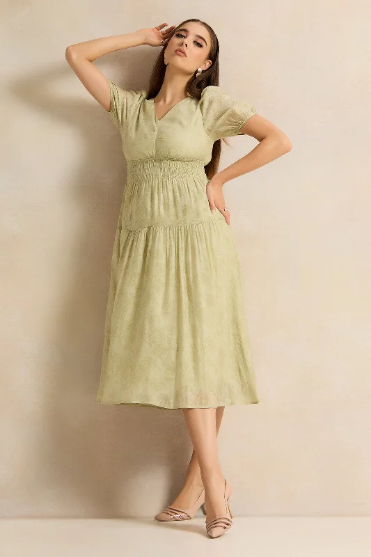 Women Green Sleeveless Embellished Dress Cotton unclassified dresses