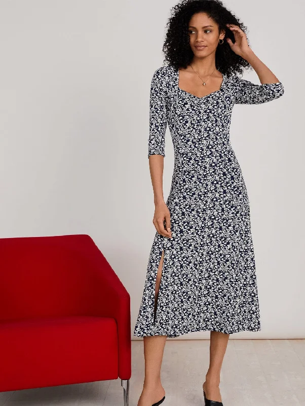 Jaylene Dress with LENZING™ ECOVERO™ | Indigo Foliage Neutral tone unclassified dresses