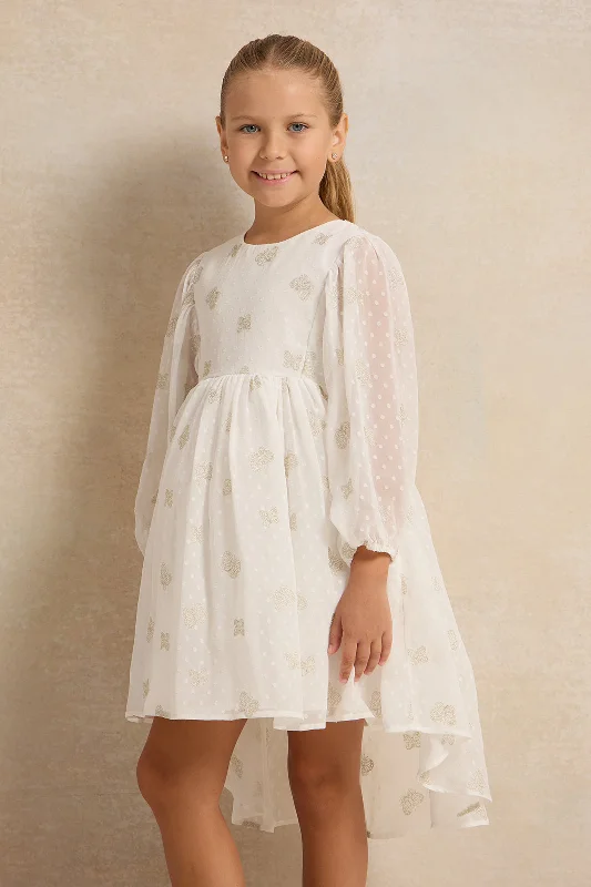 Girls Butterfly Embroidery Chiffon Dress Tiered unclassified dresses