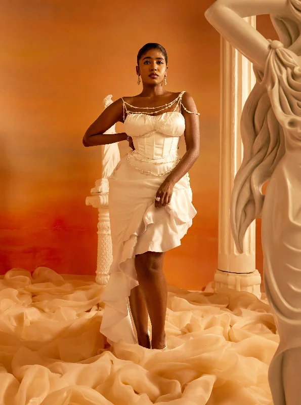 Linea White Satin and Pearl Embroidered Corset Set Beaded unclassified dresses