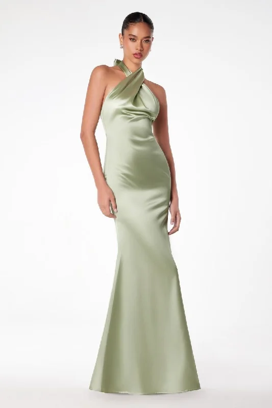 CRISS CROSS HALTER GOWN Off-shoulder unclassified dresses