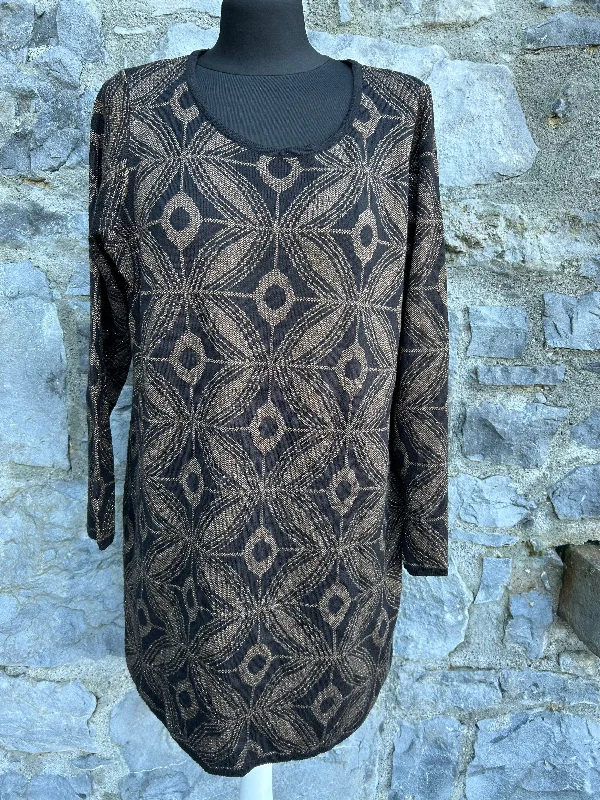 Brown sparkly geometric tunic uk 18 Silk unclassified dresses