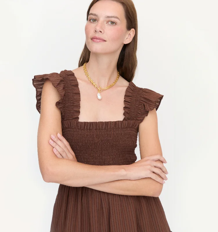 The Ellie Nap Dress - Chocolate Tonal Seersucker Discounted unclassified dresses