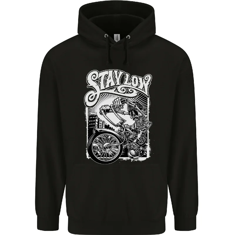Biker Stay Low Chopper Biker Motorcycle Mens 80% Cotton Hoodie