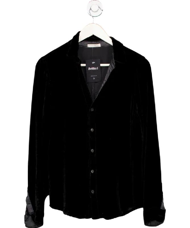 Free People Black Marianne Velvet Shirt UK S