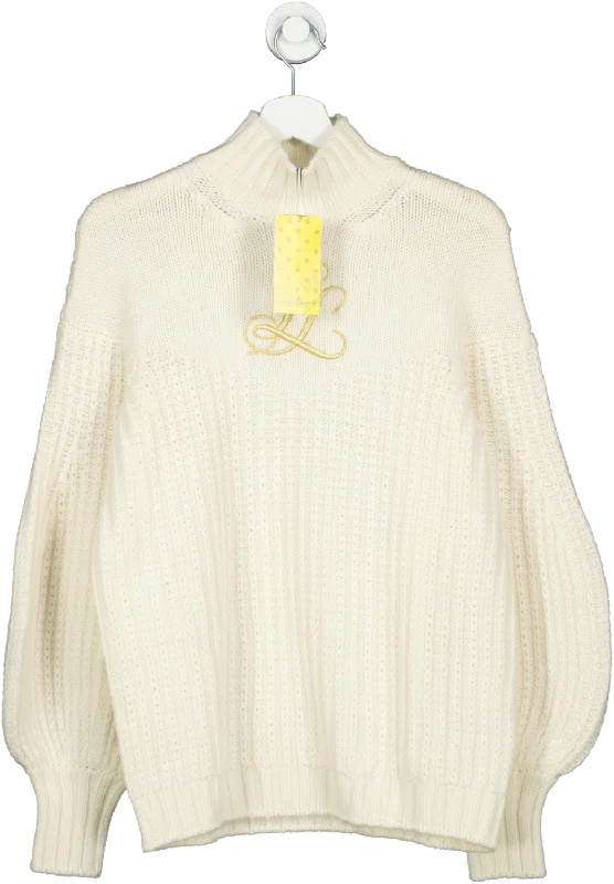 Luisa Spagnoli Cream Embroidered Emblem Pullover UK S