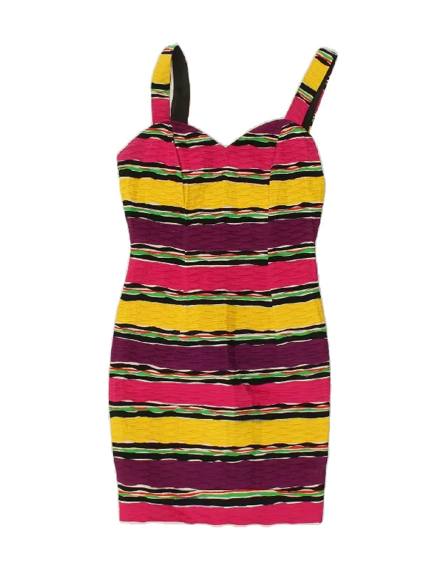 VINTAGE Womens Bodycon Dress UK 8 Small Multicoloured Striped