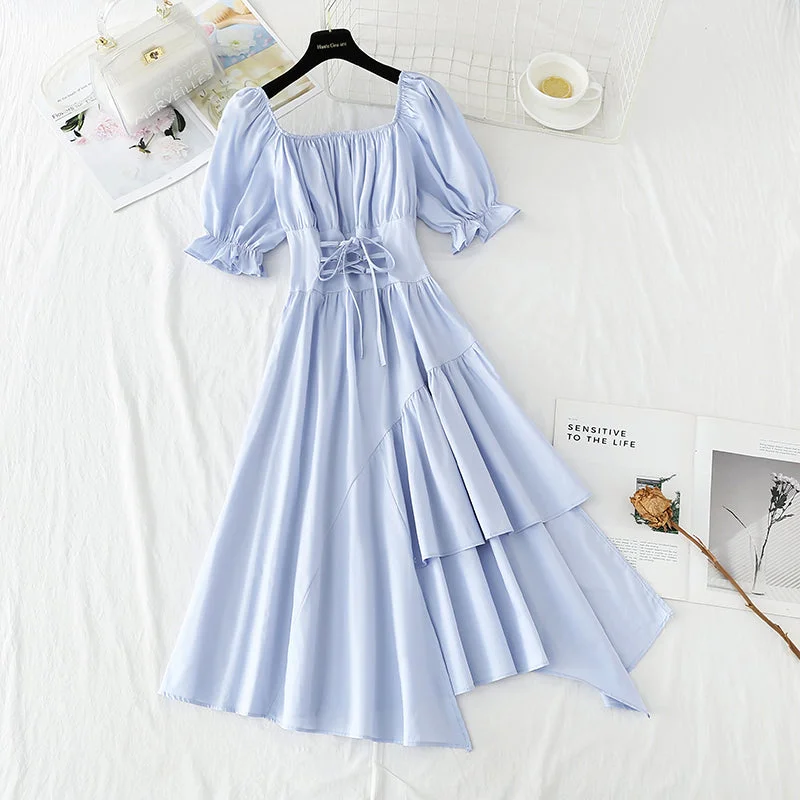 Cute irregular A line dress fashion dress  477