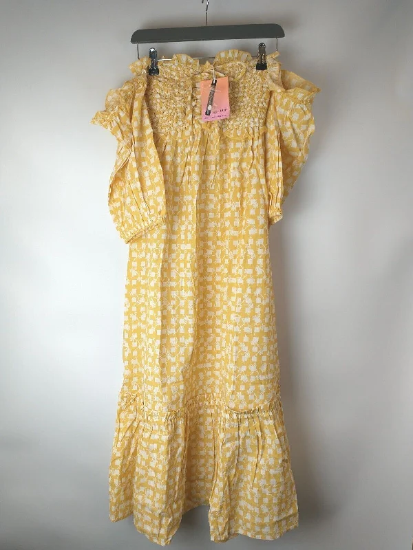 River Island Yellow Gingham Bardot Maxi Dress. UK XS **** Ref V30E