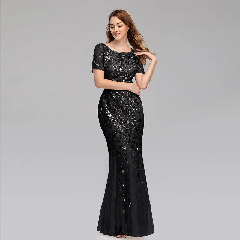 Crew Neck Sequin Cocktail Embroidered  dress Best party dresses for tall women
