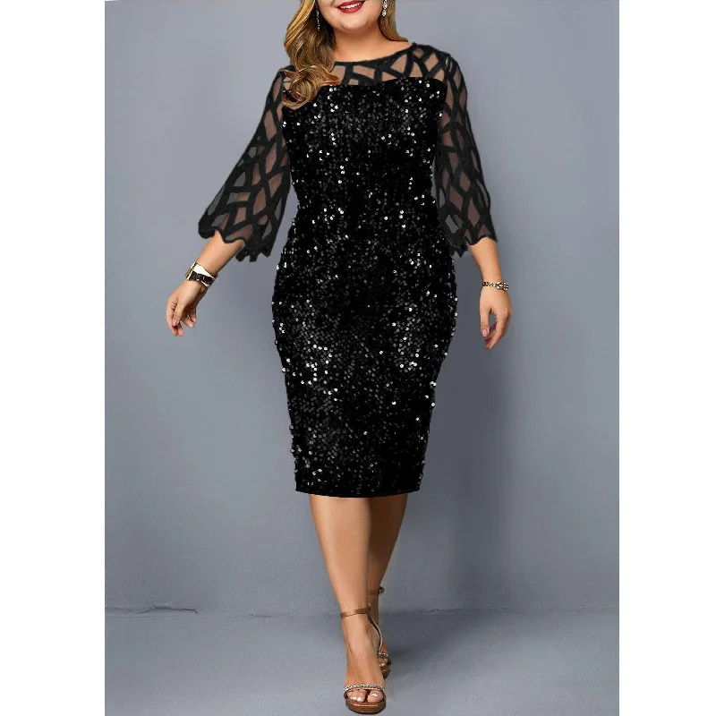 Plus Size Sequin Birthday Party Dress Cute floral print party dresses