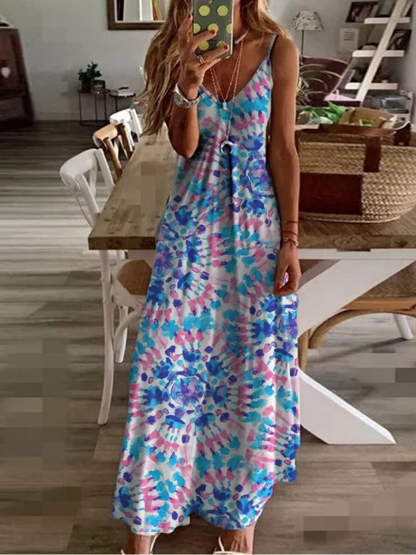 Women's Dresses Print Straps Summer Beach Party Loose Casual Long Dresses Versatile party dresses for any occasion