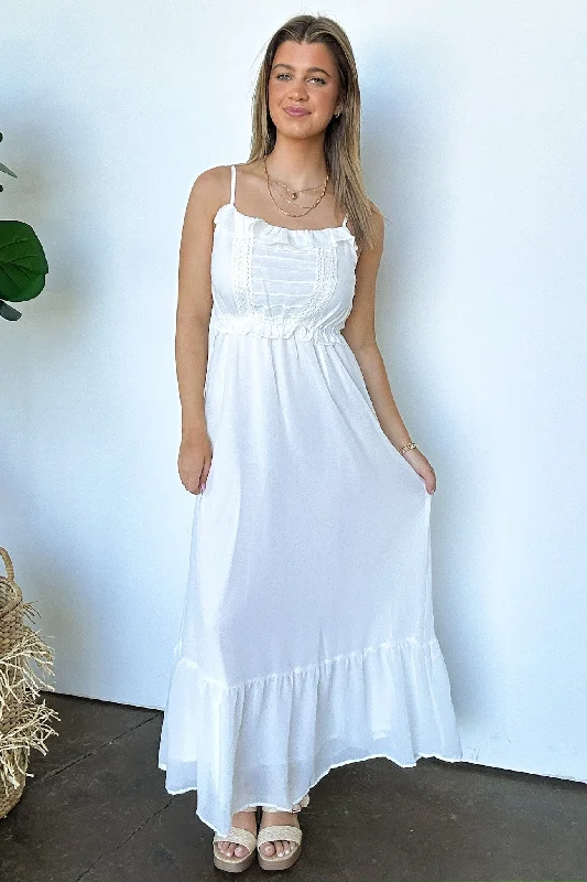 Sweetly Elevated Ruffle and Lace Detail Maxi Dress - FINAL SALE A-line maxi dresses